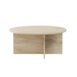 Table basse ronde minimaliste - effet travertin MARFA