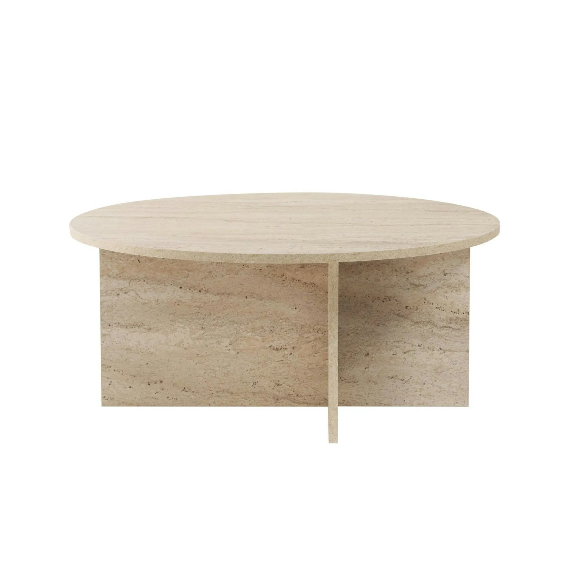 Table basse ronde minimaliste - effet travertin MARFA