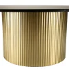 Table basse ronde métal noir pied central doré ZALA