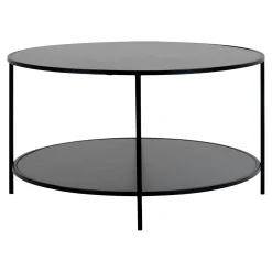 Table basse ronde noire double plateau VARDE