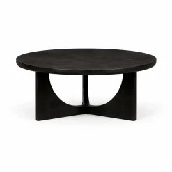 Table basse ronde noire à 3 pieds Ø80 cm ALMA