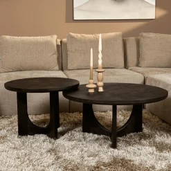 Table basse ronde noire à 3 pieds Ø80 cm ALMA