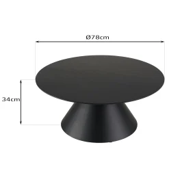 Table basse ronde pied cône bois et métal 78 cm CORUMBA