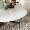 Table basse ronde plateau blanc pierre marbrée CORUMBA