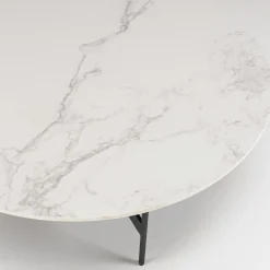 Table basse ronde plateau blanc pierre marbrée CORUMBA