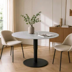 Table basse ronde relevable céramique grise Ø90 cm LUGANO