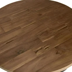 Table basse ronde teck recyclé et métal double plateau D80cm SWING