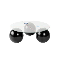 Table basse ronde verre ambré 3 pieds boule KOCHI