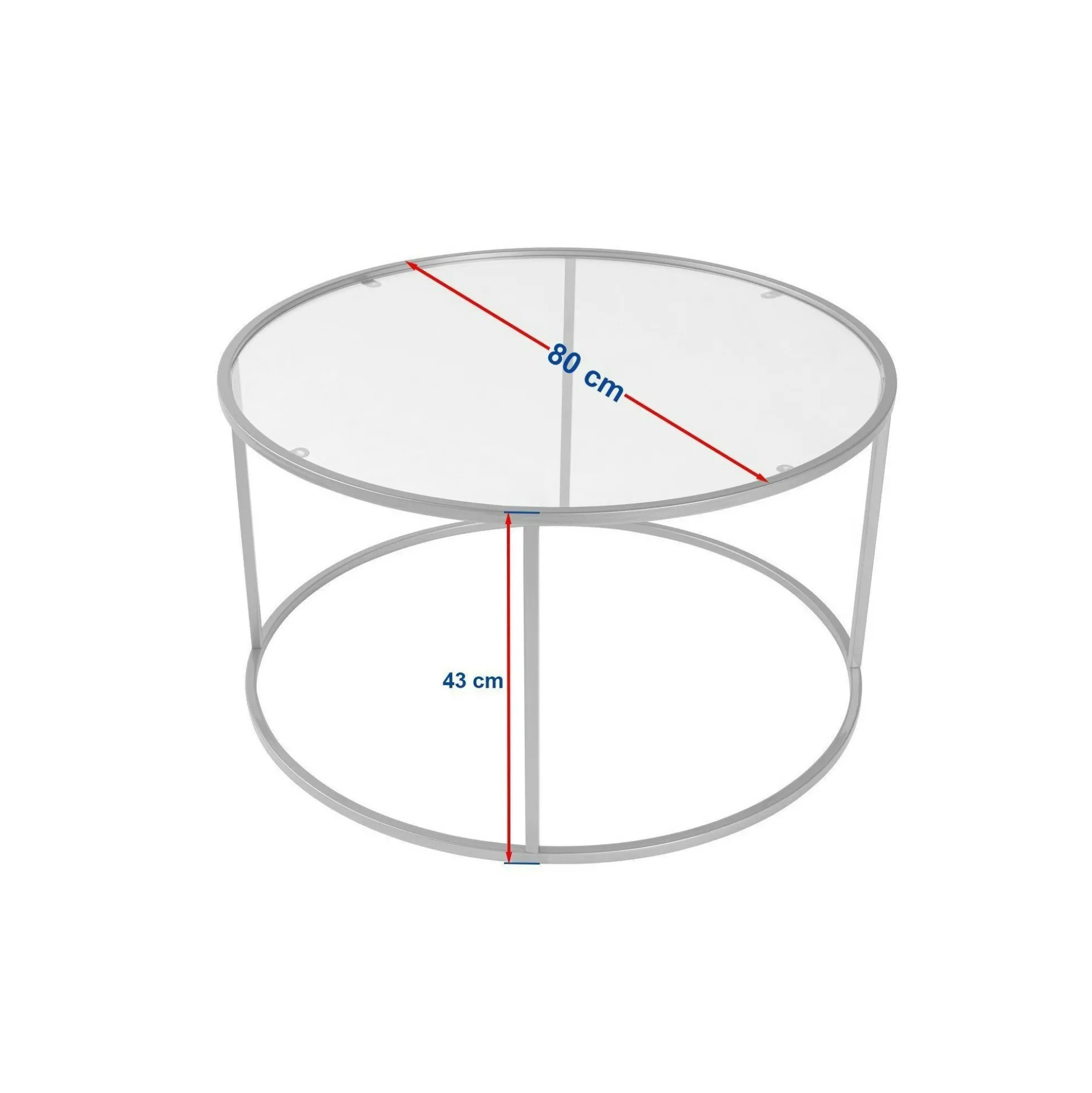Table basse ronde verre fumé – cadre noir ⌀80 cm TULUM