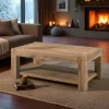 Table basse rustique double plateau FJORD