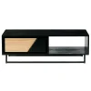 Table basse 1 tiroir 1 niche bois noir et blanc ANINA