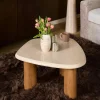 Table basse travertin bois design organique DUOMO