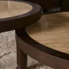 Table basse travertin et bois 3 pieds Ø75 cm DUOMO