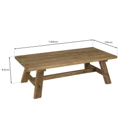 Table basse tréteaux bois recyclé 140 cm DENVER