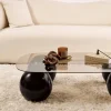 Table basse verre ambré bords arrondis - 4 pieds noirs KOCHI