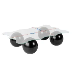 Table basse verre design organique 4 pieds boule KOCHI