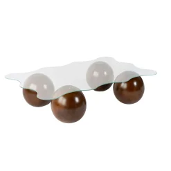 Table basse verre design organique 4 pieds boule KOCHI