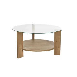 Table basse verre double plateau - effet chêne SALTA