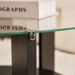 Table basse verre double plateau - effet bois noir SALTA