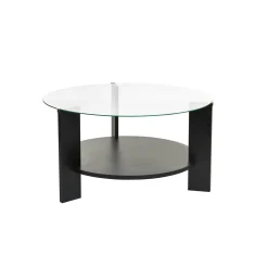 Table basse verre double plateau - effet bois noir SALTA
