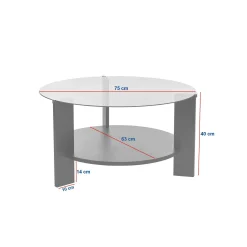 Table basse verre double plateau - effet bois noir SALTA