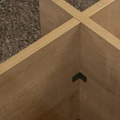 Table basse verre déstructurée – base effet chêne clair SALTA