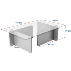 Table basse verre déstructurée – base gris anthracite SALTA