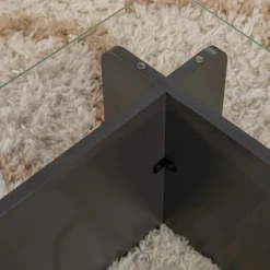 Table basse verre déstructurée – base gris anthracite SALTA