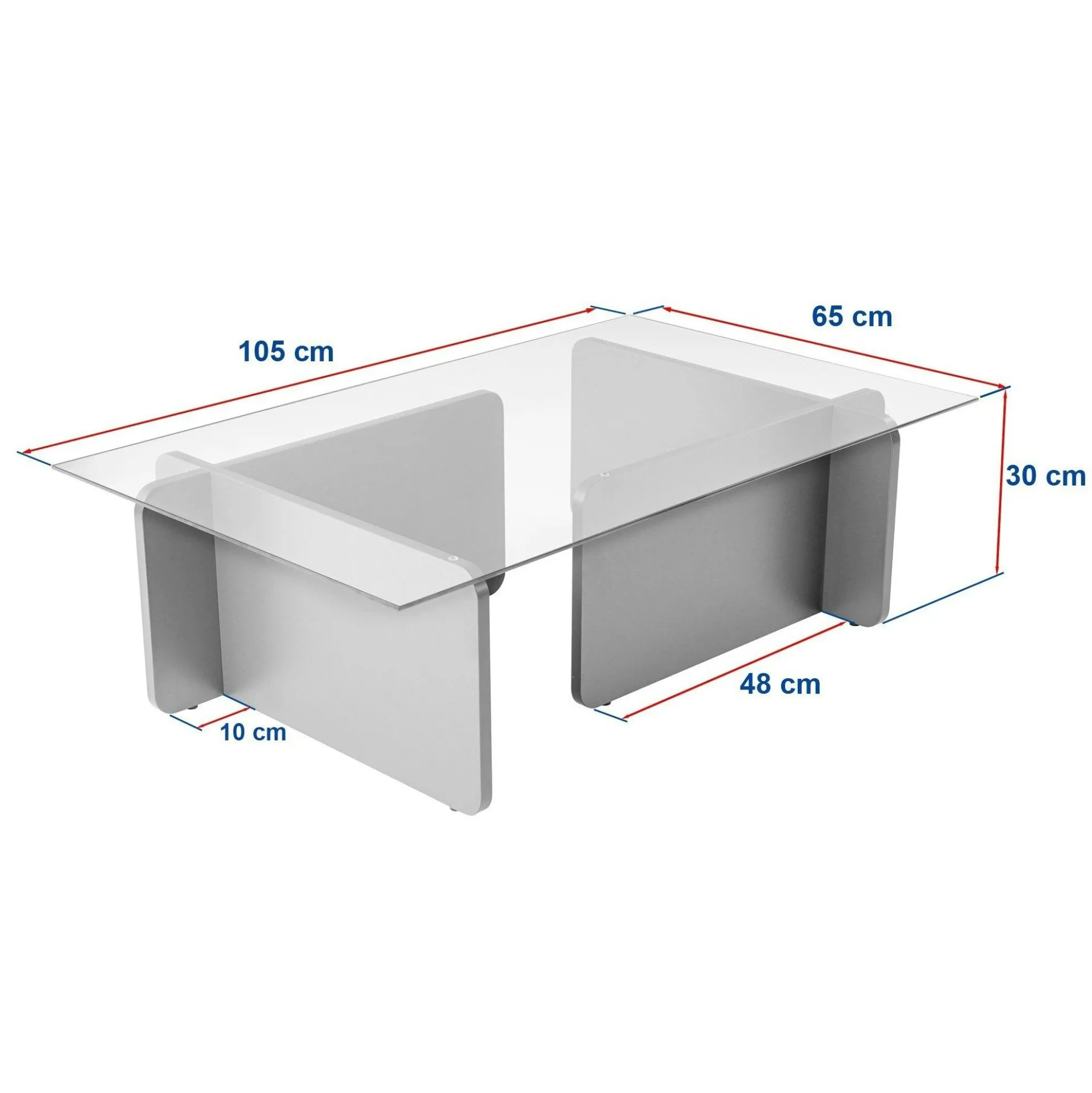 Table basse verre déstructurée – base effet bois noir SALTA