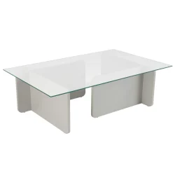 Table basse verre déstructurée – base gris clair SALTA