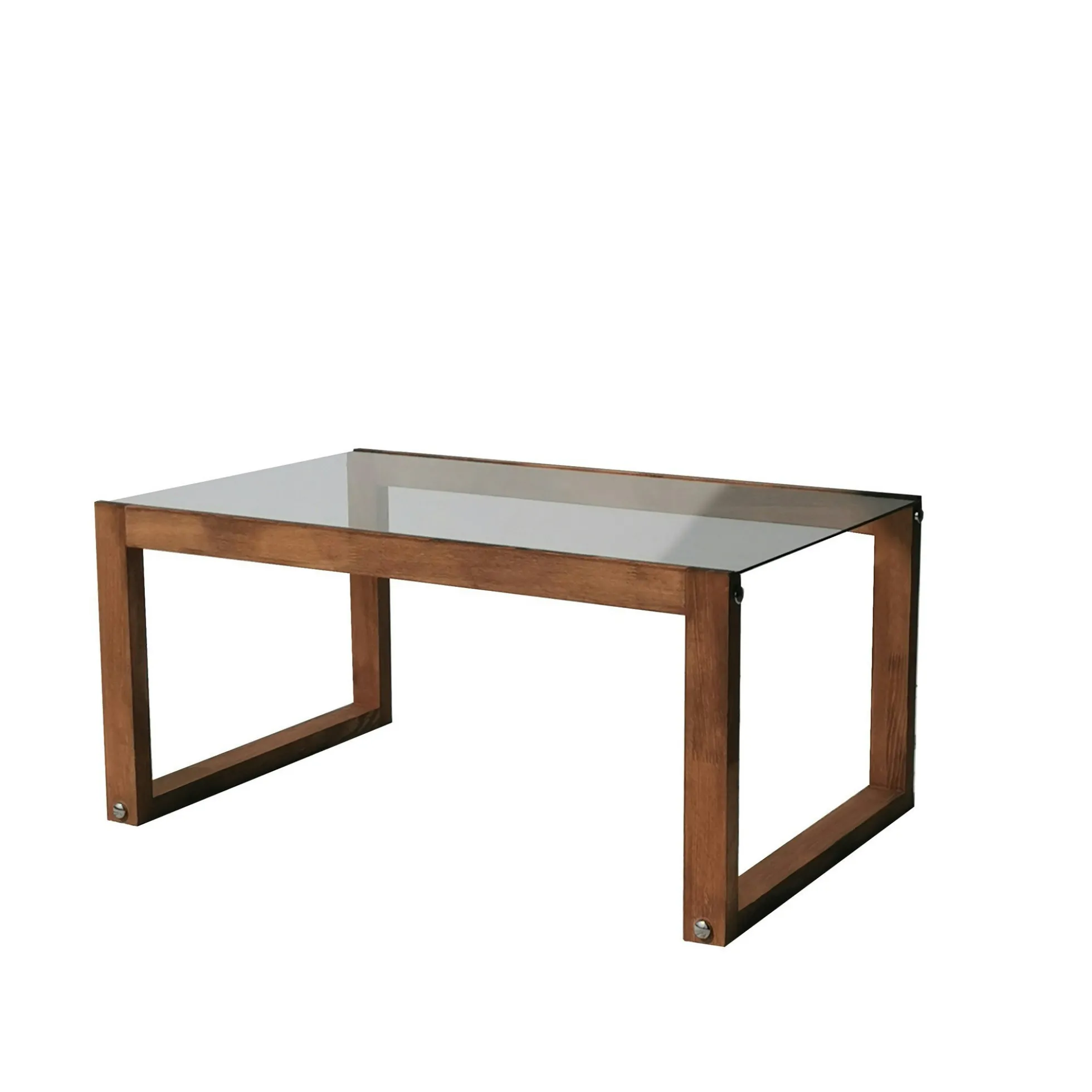 Table basse verre et bois brun - forme rectangle LHASA