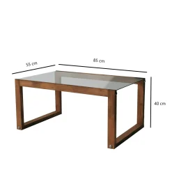 Table basse verre et bois brun - forme rectangle LHASA