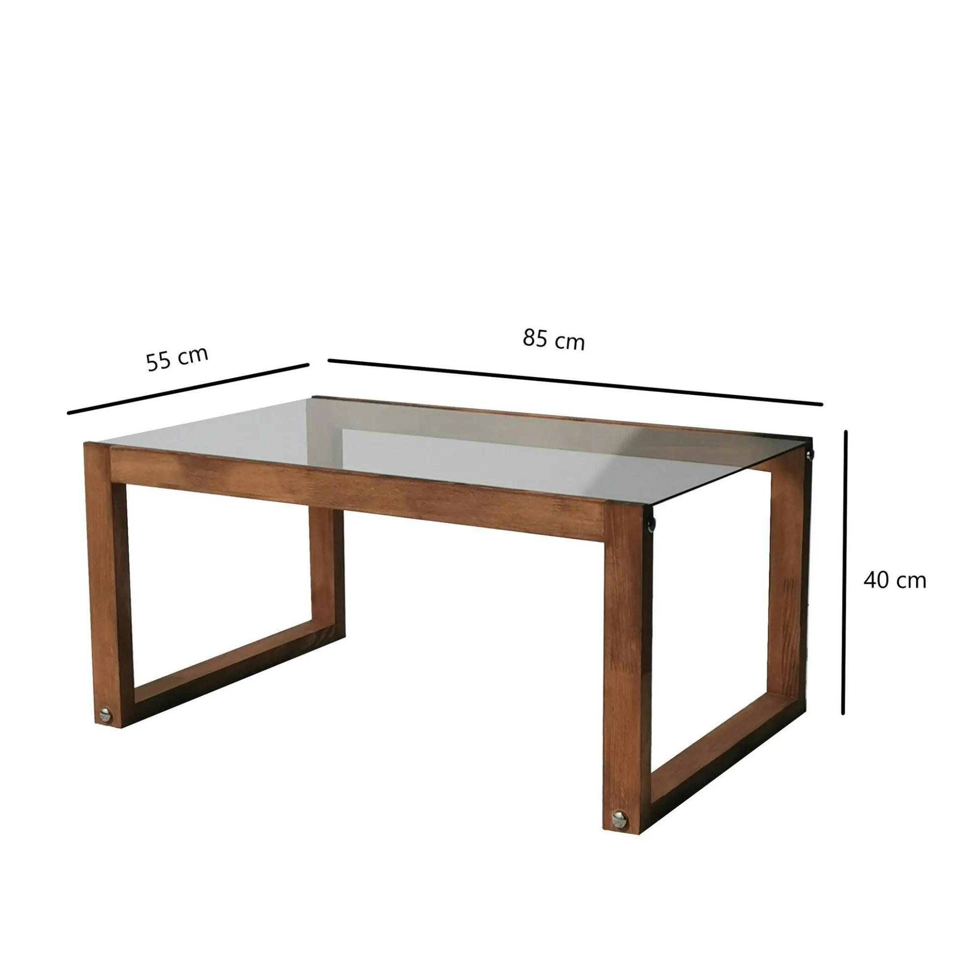 Table basse verre et bois brun - forme rectangle LHASA