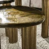 Table basse verre – finition antique dorée, 40 cm LAGUNA