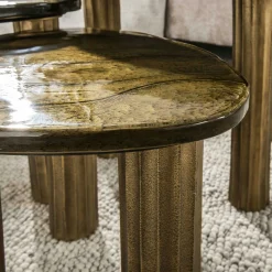 Table basse verre – finition antique dorée, 45 cm LAGUNA