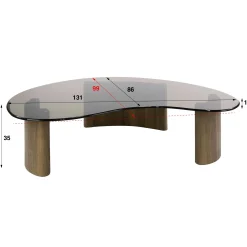Table basse verre fumé design organique MILOS