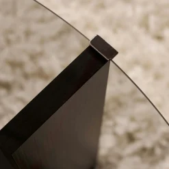 Table basse verre fumé double plateau - effet bois noir SALTA