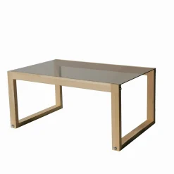 Table basse verre fumé et bois clair - forme rectangle LHASA