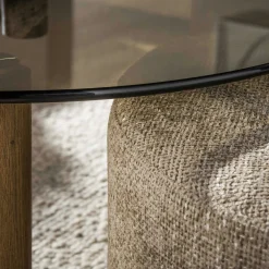 Table basse verre fumé et pouf assorti MILOS