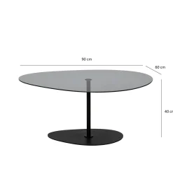 Table basse verre fumé, forme triangle organique TULUM