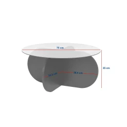 Table basse verre fumé - pied en croix effet chêne clair SALTA