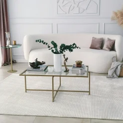 Table basse verre & métal doré - design minimaliste TULUM
