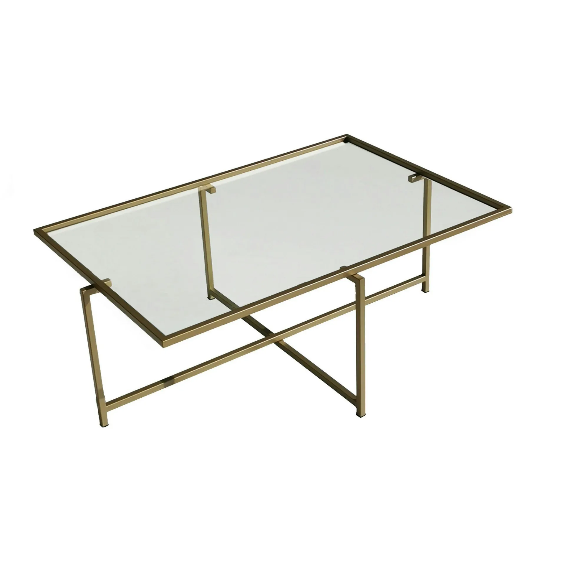 Table basse verre & métal doré - design minimaliste TULUM