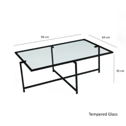 Table basse verre & métal noir - design minimaliste TULUM