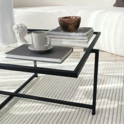 Table basse verre & métal noir - design minimaliste TULUM