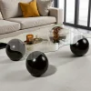 Table basse verre profil ondulé - 4 pieds boules noirs KOCHI