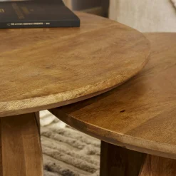 Table basse vintage en bois Ø80 cm CALDERA