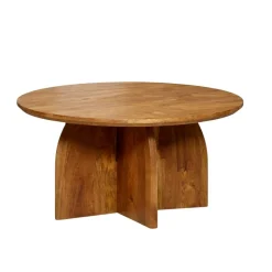 Table basse vintage en bois Ø80 cm CALDERA