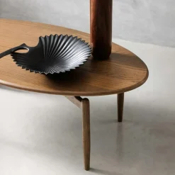 Table basse vintage en bois de chêne, forme ovale BRADFORD