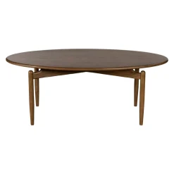 Table basse vintage en bois de chêne, forme ovale BRADFORD